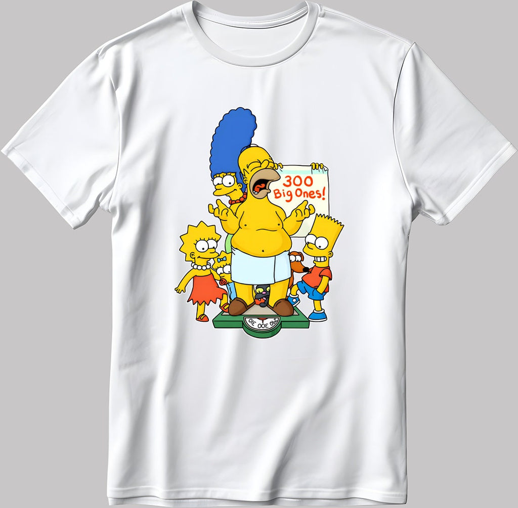 The Simpsons, Simpson drawing Short Sleeve White-Black Men's / Women's T Shirt L324