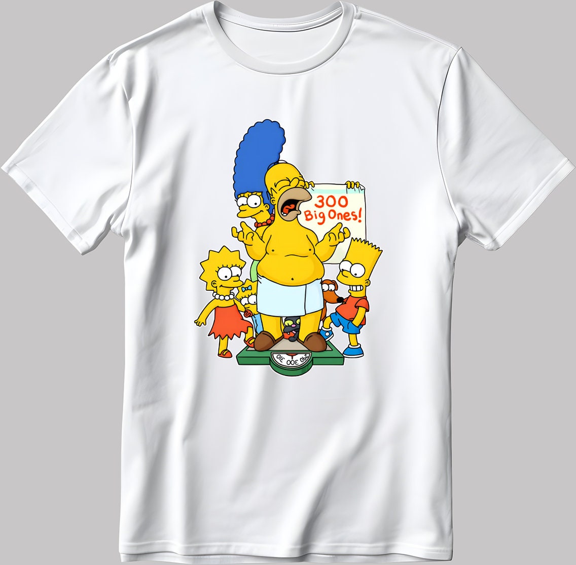 The Simpsons, Simpson drawing Short Sleeve White-Black Men's / Women's T Shirt L324