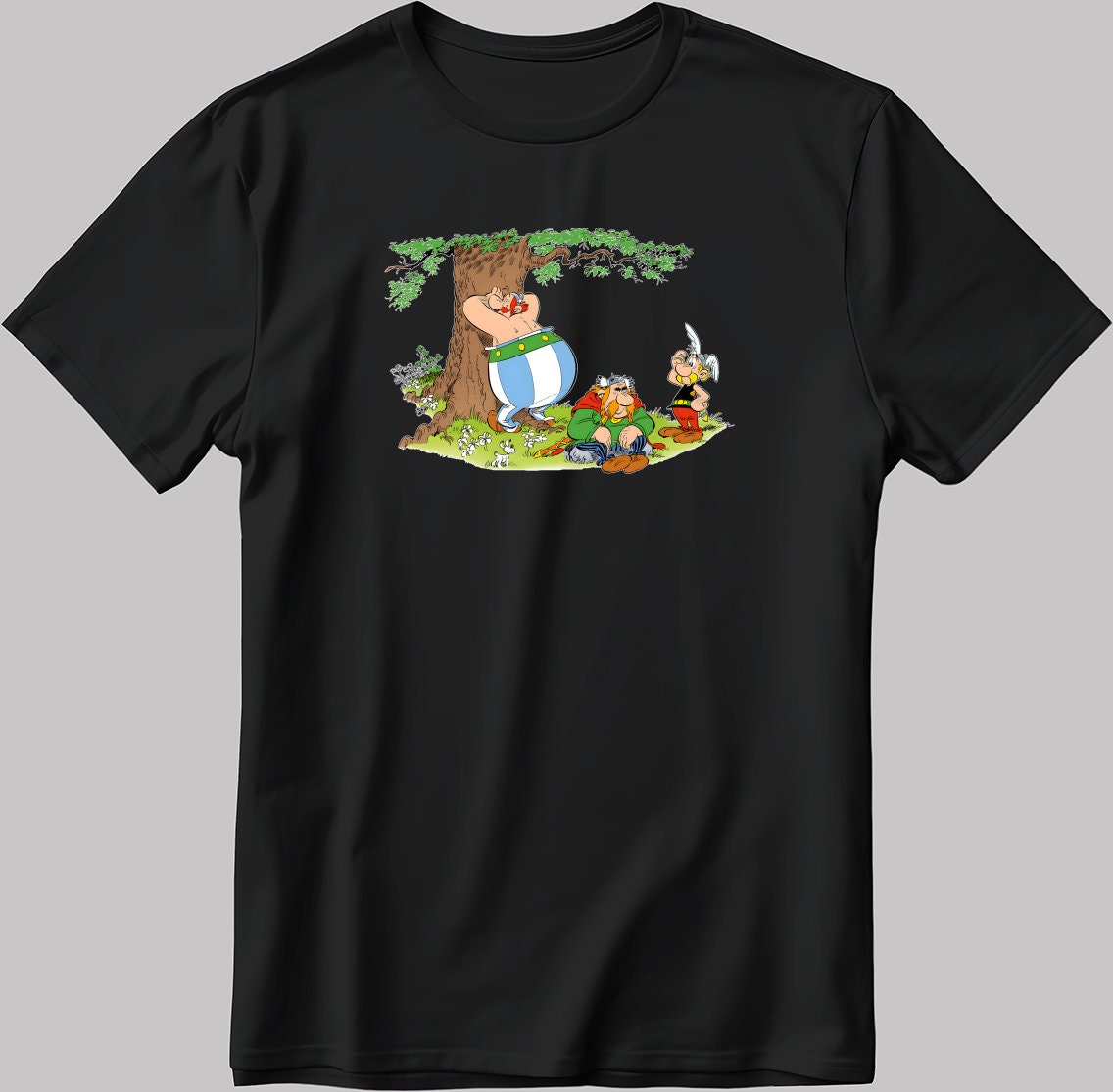 Asterix and Obelix, Famous Characters Figure, Short Sleeve White-Black Men's / Women's T Shirt L335