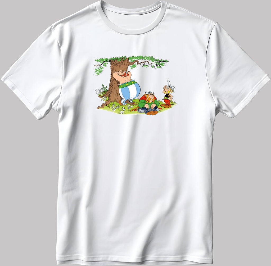 Asterix and Obelix, Famous Characters Figure, Short Sleeve White-Black Men's / Women's T Shirt L335