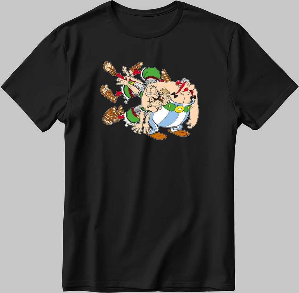 Asterix and Obelix, Famous Characters Figure, Short Sleeve White-Black Men's / Women's T Shirt L336