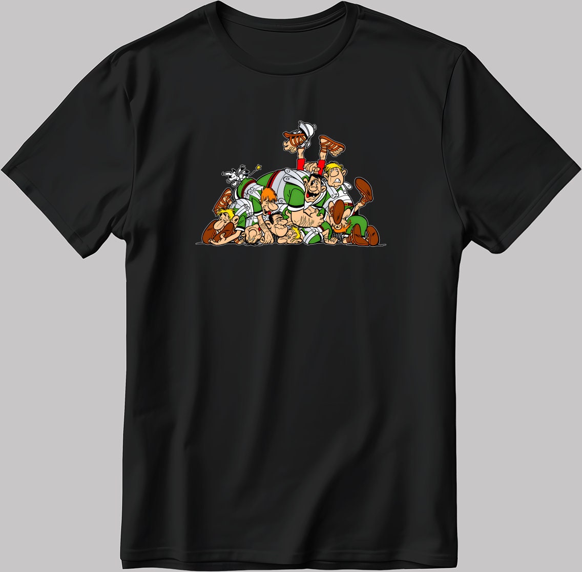 Asterix and Obelix, Famous Characters Figure, Short Sleeve White-Black Men's / Women's T Shirt L340