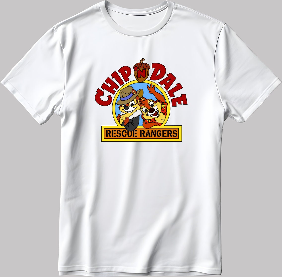 Chip'n Dale Rescue Rangers Short Sleeve White-Black Men's / Women's T Shirt L328