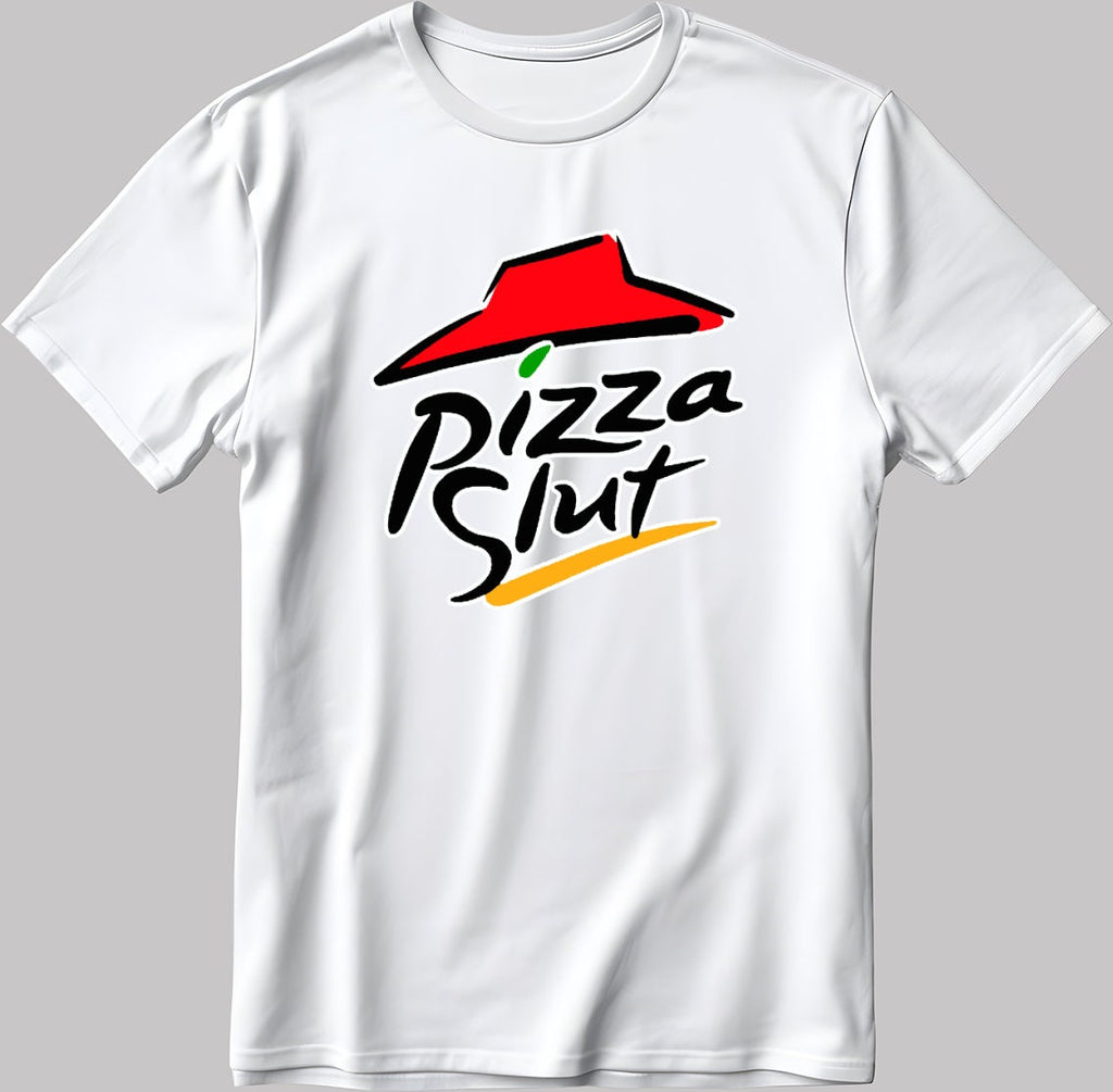 Funny Parody Pizza Shirt, Short Sleeve White-Black Men's / Women's T Shirt K1111