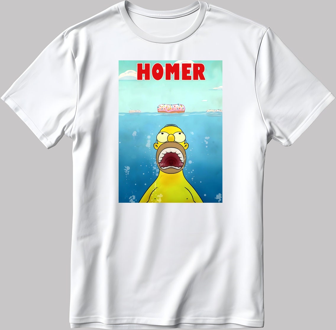 The Simpsons, Simpson drawing Short Sleeve White-Black Men's / Women's T Shirt L348