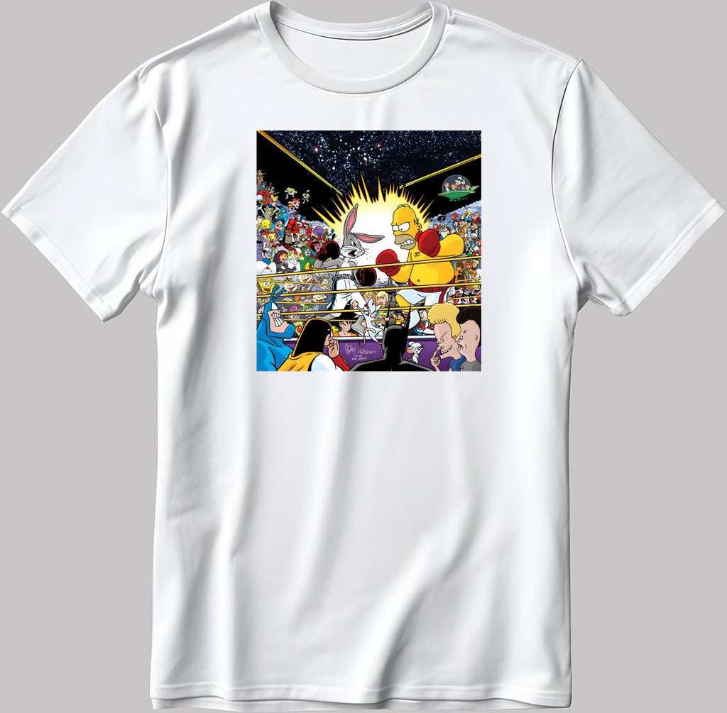 The Simpsons, Simpson drawing Short Sleeve White-Black Men's / Women's T Shirt L361