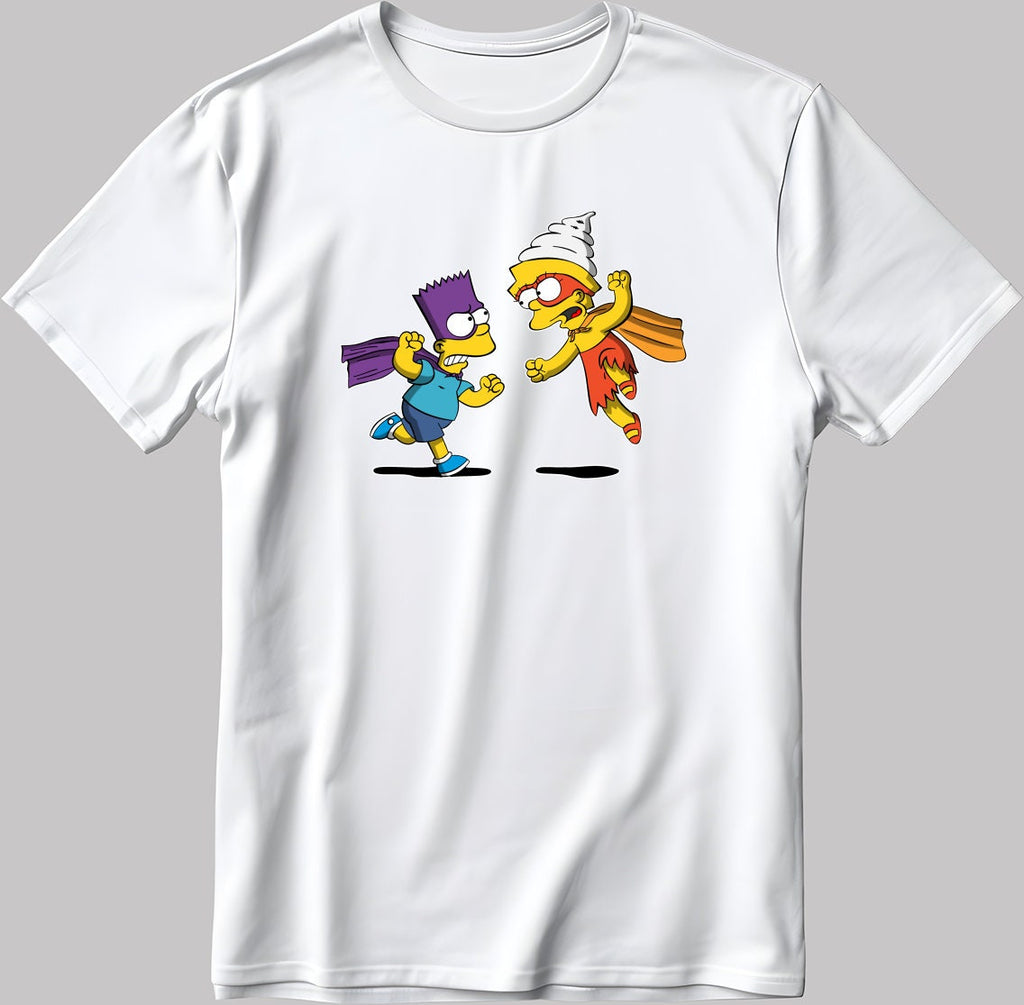 The Simpsons, Simpson drawing Short Sleeve White-Black Men's / Women's T Shirt L368