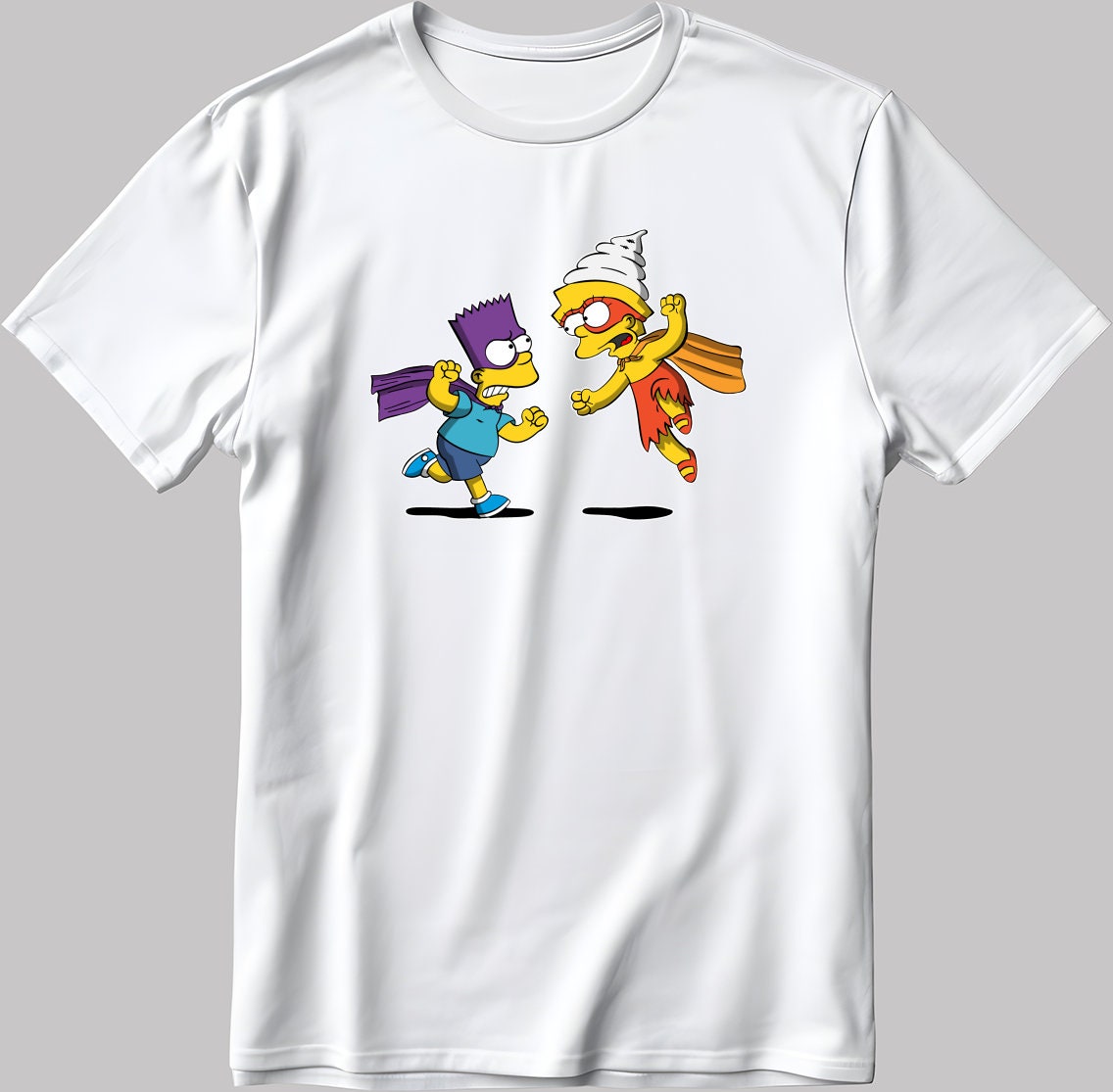 The Simpsons, Simpson drawing Short Sleeve White-Black Men's / Women's T Shirt L368