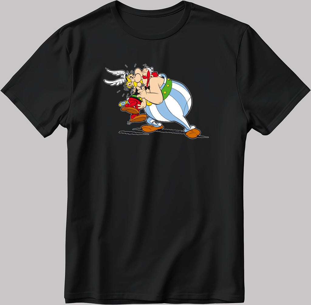 Asterix and Obelix, Famous Characters Figure, Short Sleeve White-Black Men's / Women's T Shirt L392
