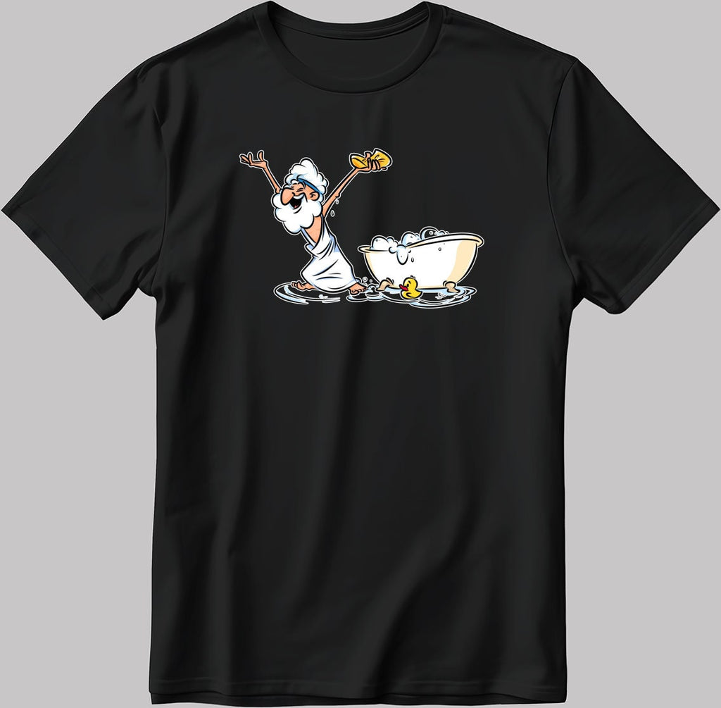 Archimedes in bath, Thumbs up eureka, Short Sleeve White-Black Men's / Women's T Shirt L369