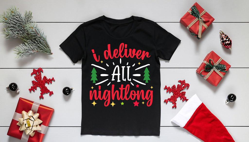 I Deliver all night long Shirt, Christmas Funny Sweatshirt, Christmas Sweater, Gift For him, Gift for christmas, Santa Funny Shirt,Funny Tee