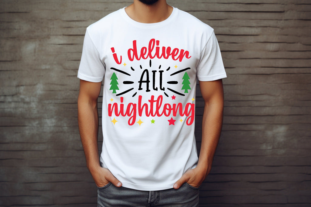 I Deliver all night long Shirt, Christmas Funny Sweatshirt, Christmas Sweater, Gift For him, Gift for christmas, Santa Funny Shirt,Funny Tee