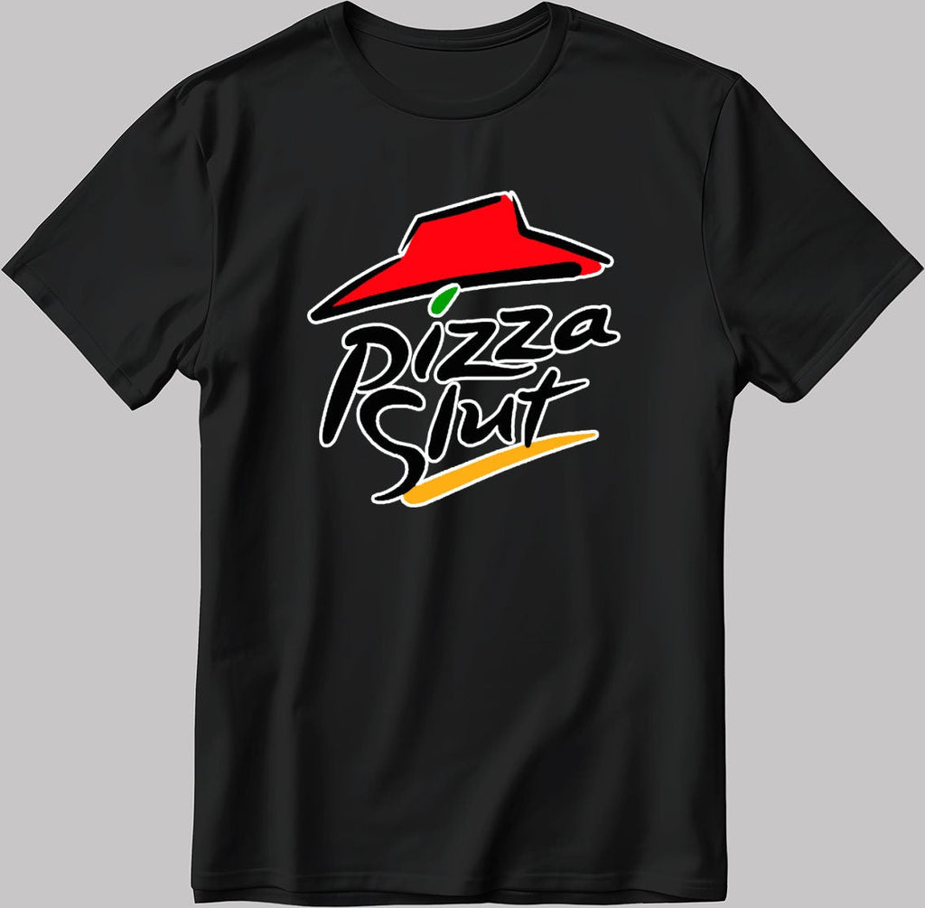 Funny Parody Pizza Shirt, Short Sleeve White-Black Men's / Women's T Shirt K1111