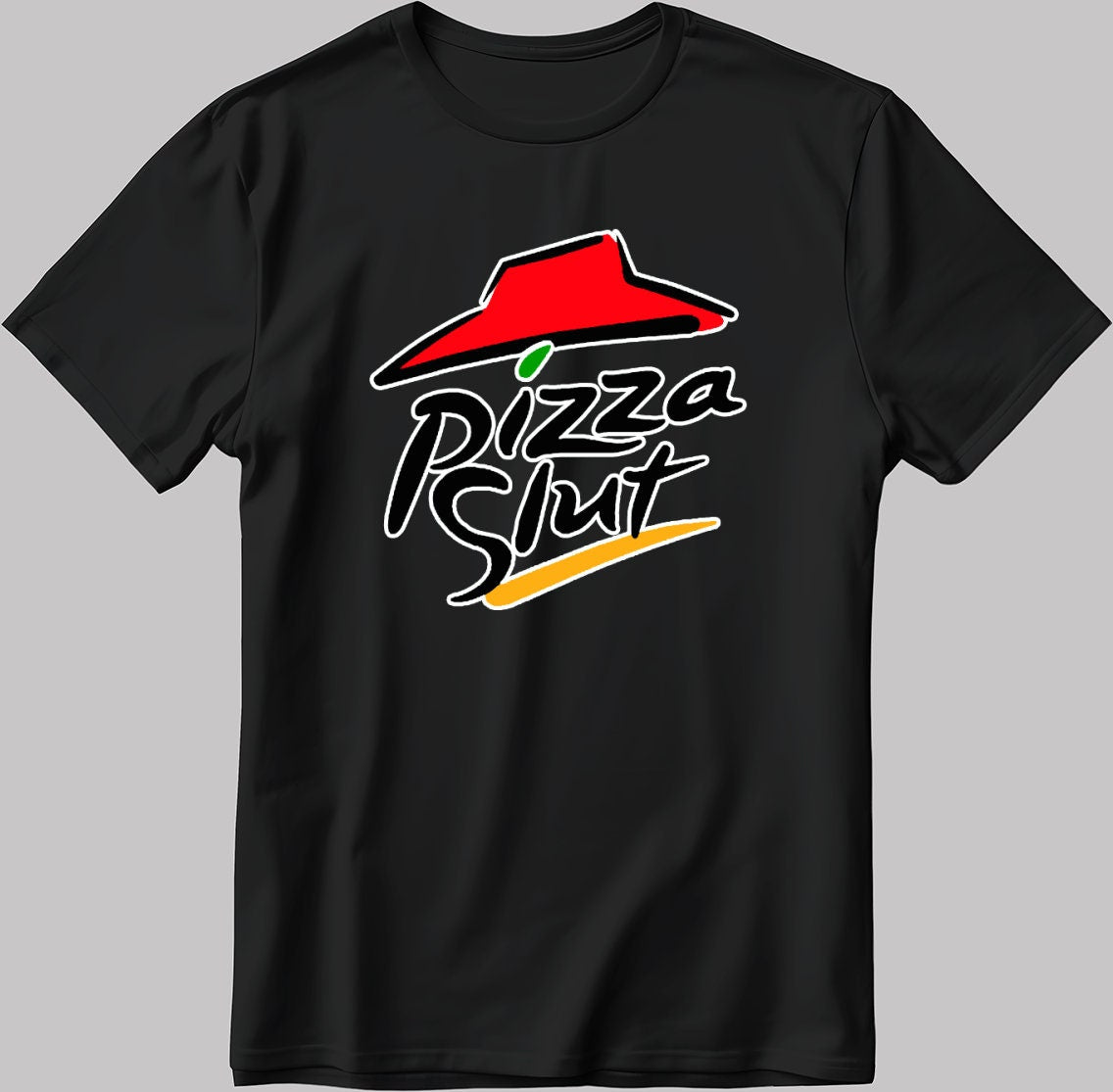 Funny Parody Pizza Shirt, Short Sleeve White-Black Men's / Women's T Shirt K1111