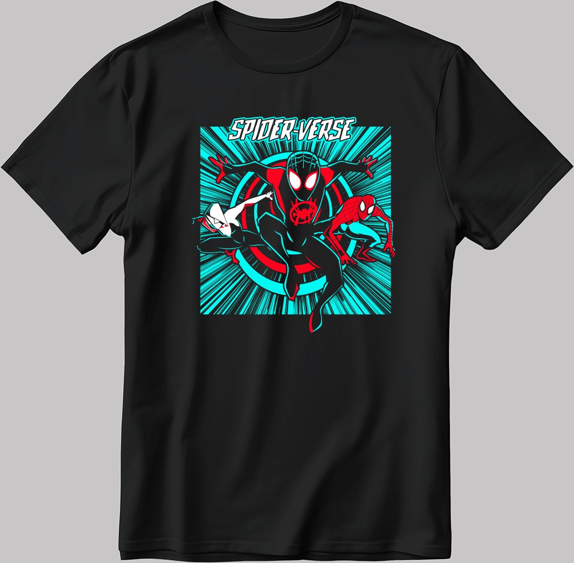Spider-Verse Poster Short Sleeve White-Black Men's / Women's T Shirt U165
