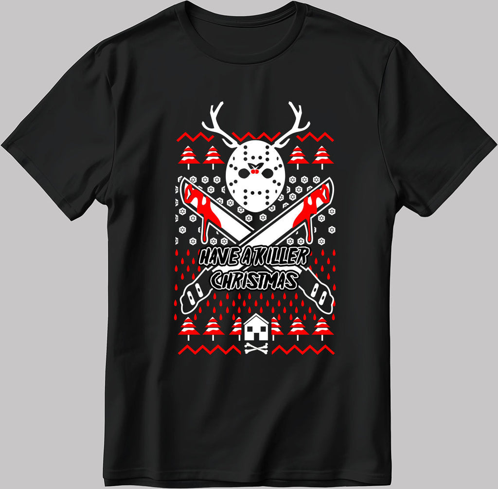 Christmas Poster Have A Killer Christmas Short Sleeve White-Black Men's / Women's T Shirt U347