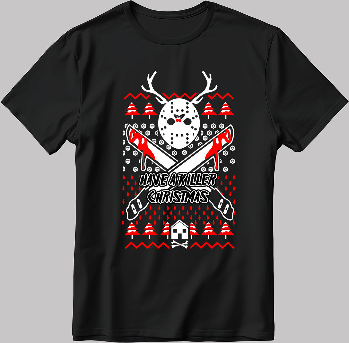 Christmas Poster Have A Killer Christmas Short Sleeve White-Black Men's / Women's T Shirt U347