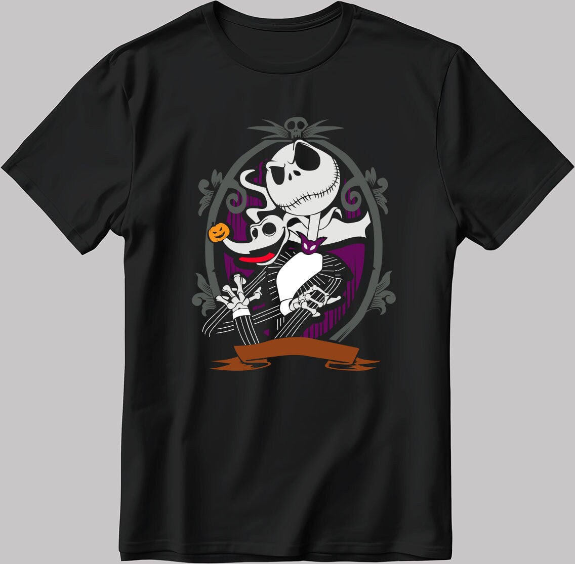 Jack Skellington Poster Halloween Short Sleeve White-Black Men's / Women's T Shirt U361