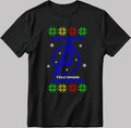 Avengers Feliz Navidad Poster Short Sleeve White-Black Men's / Women's T Shirt U378
