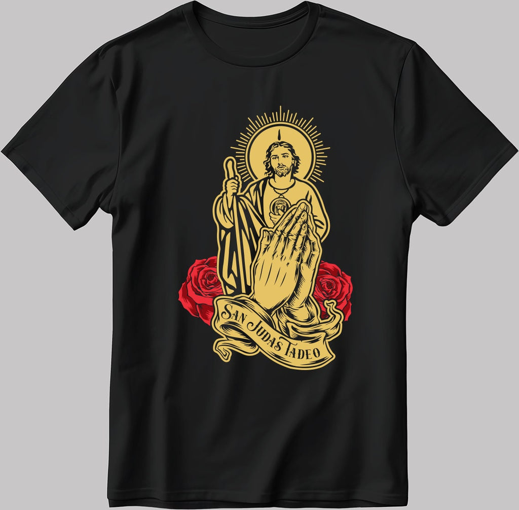 San Judas Tadeo Christmas Short Sleeve White-Black Men's / Women's T Shirt U440