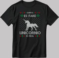 Santa Es Fake Unicornio Es Real Short Sleeve White-Black Men's / Women's T Shirt U443