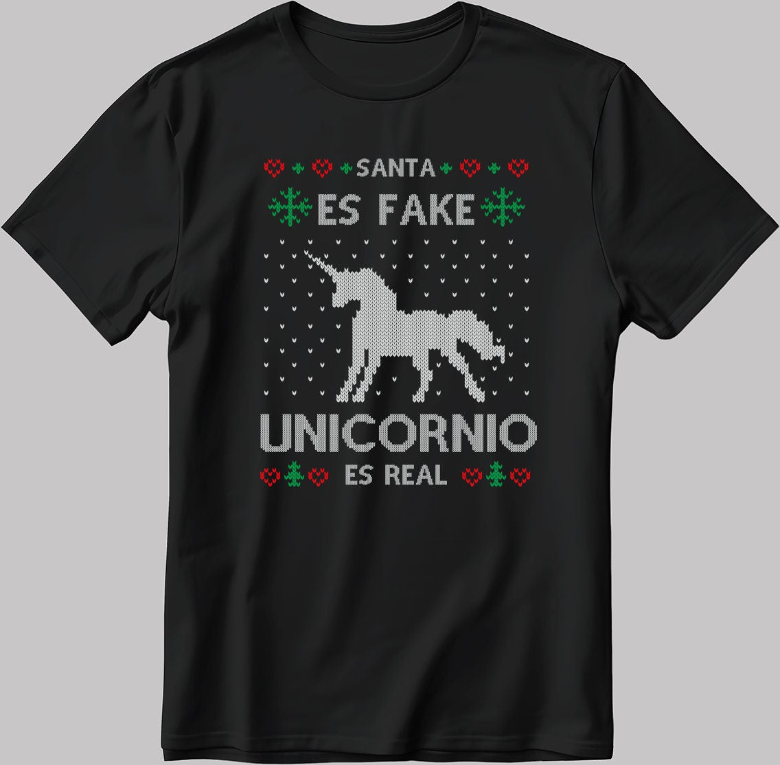 Santa Es Fake Unicornio Es Real Short Sleeve White-Black Men's / Women's T Shirt U443