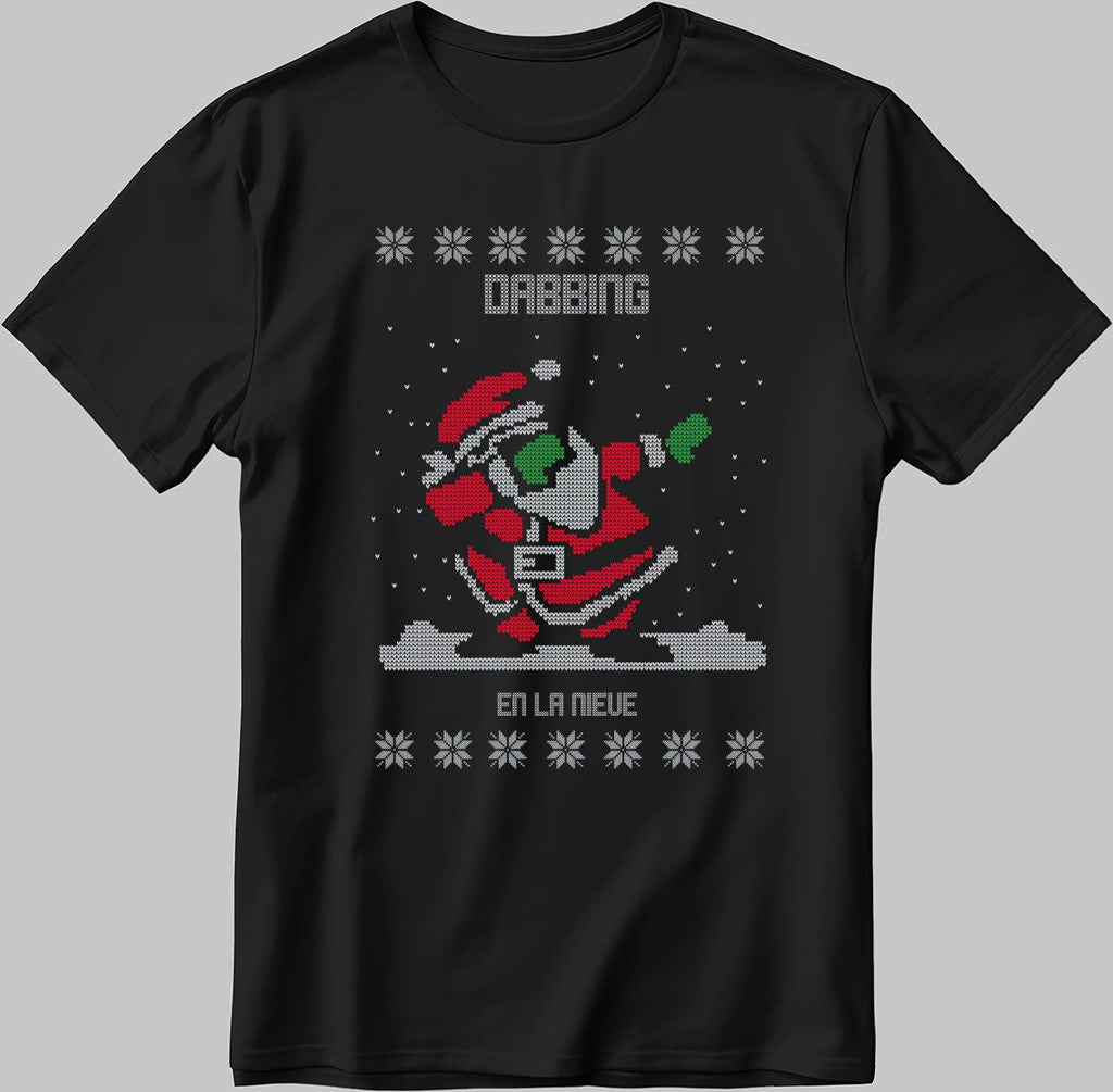 Christmas Dabbing En La Nieve Short Sleeve White-Black Men's / Women's T Shirt U273