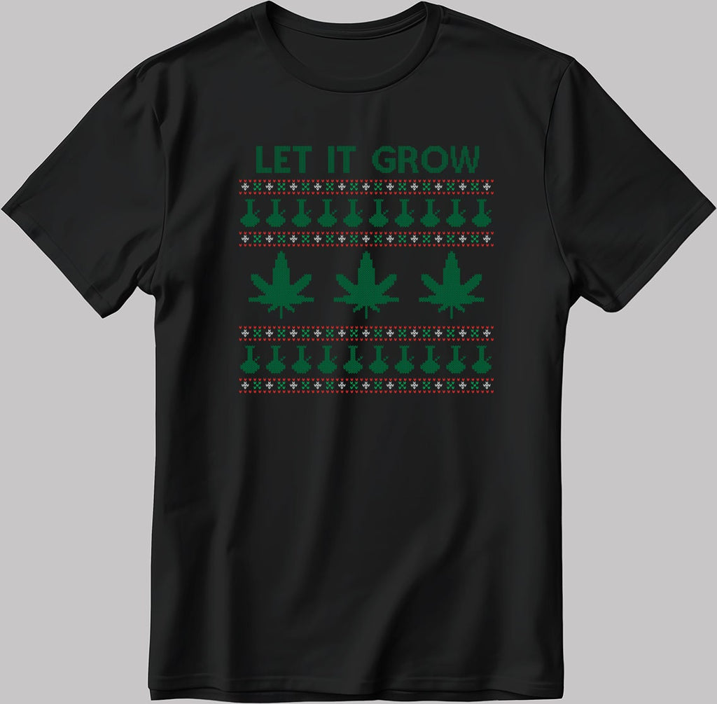 Let It Grow Christmas Poster Short Sleeve White-Black Men's / Women's T Shirt U375