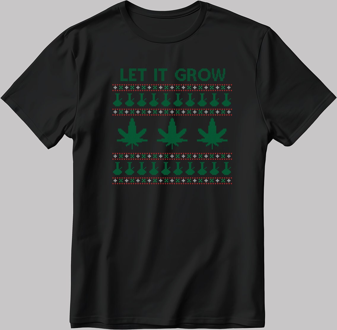 Let It Grow Christmas Poster Short Sleeve White-Black Men's / Women's T Shirt U375
