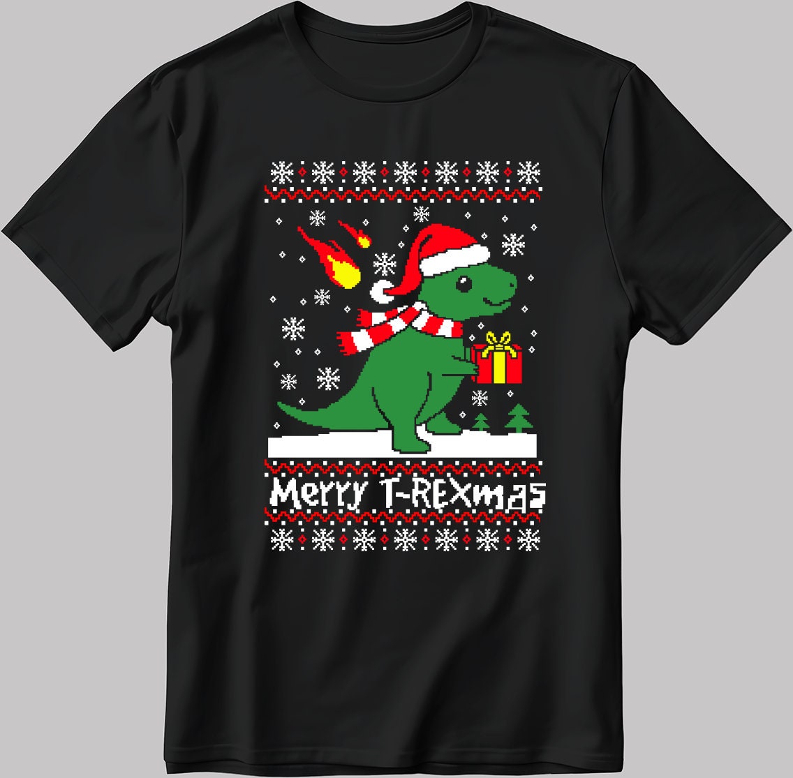 Merry Christmas T-Rexmas Short Sleeve White-Black Men's / Women's T Shirt U392