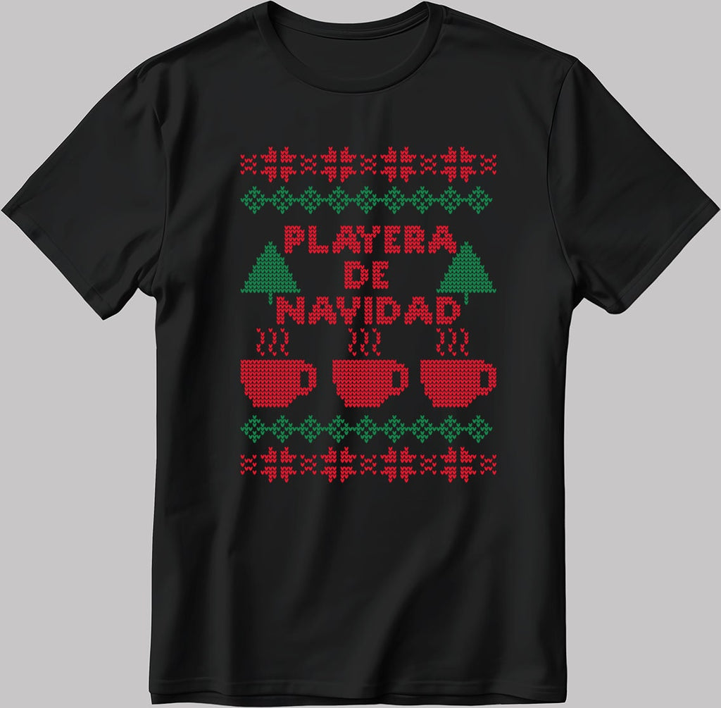 Player A De Navidad Christmas Poster Short Sleeve White-Black Men's / Women's T Shirt U425