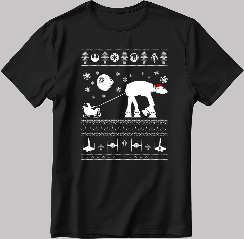 Funny Christmas Poster Short Sleeve White-Black Men's / Women's T Shirt U442