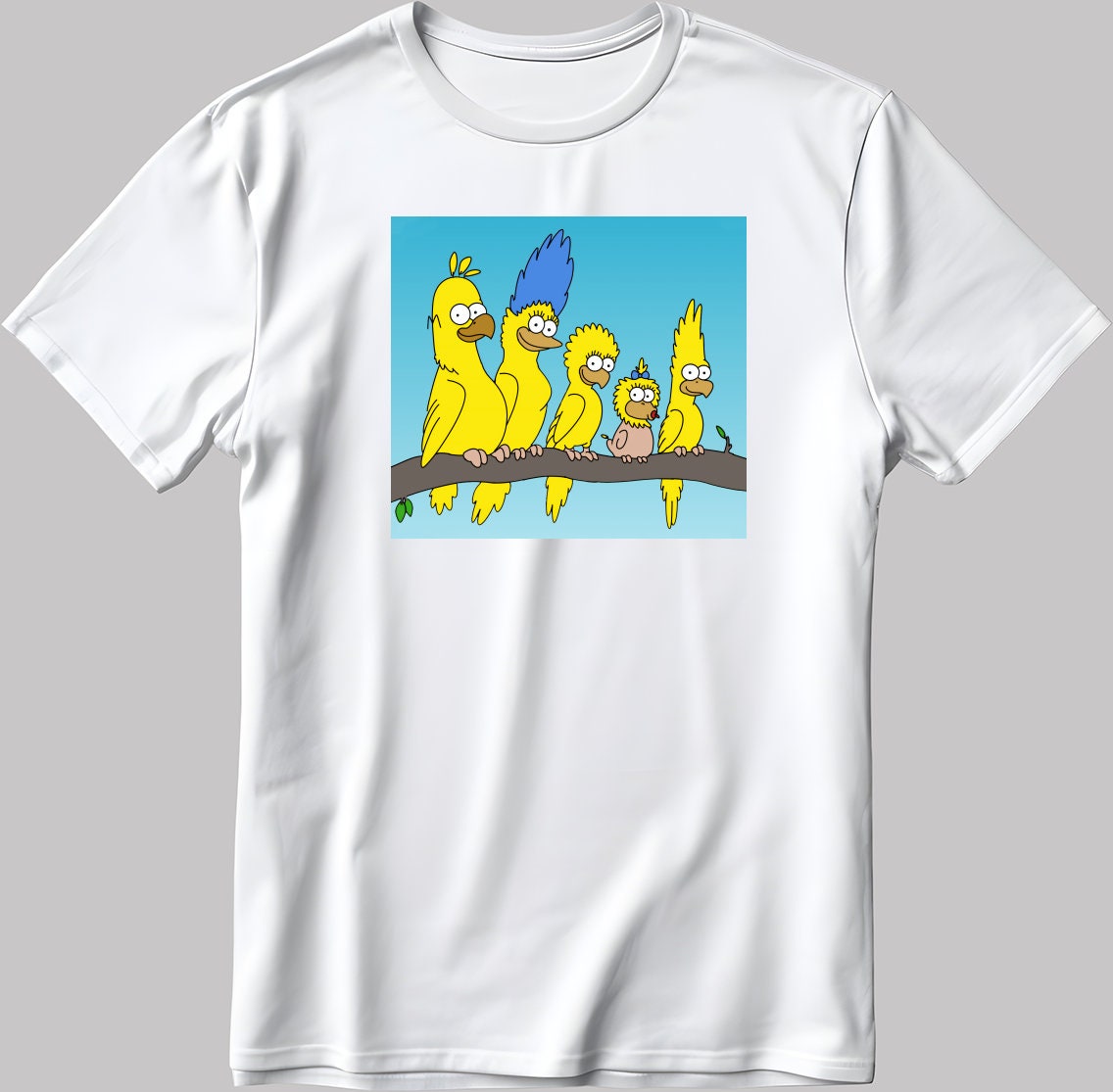 Funny Simpsons Characters Bird Cosplay Short Sleeve White-Black Men's / Women's T Shirt C241