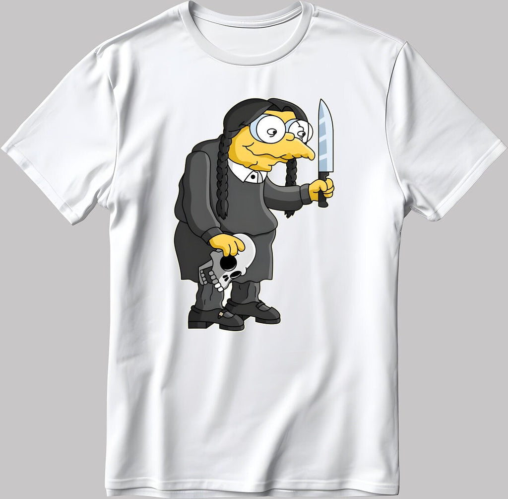 The Simpsons, Simpson drawing Short Sleeve White-Black Men's / Women's T Shirt R217
