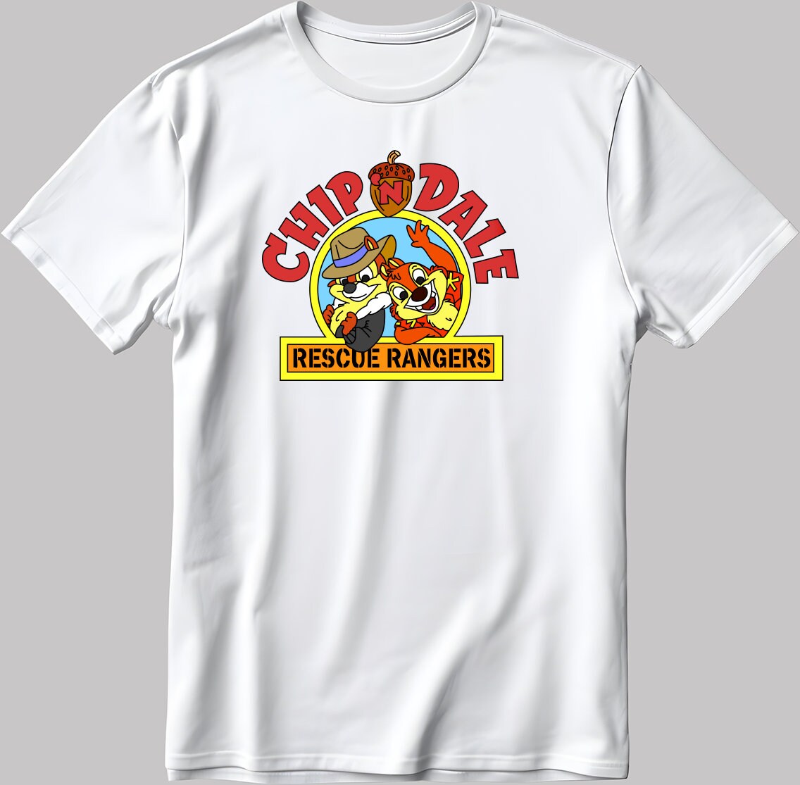 Chip'n Dale Rescue Rangers Short Sleeve White-Black Men's / Women's T Shirt H139