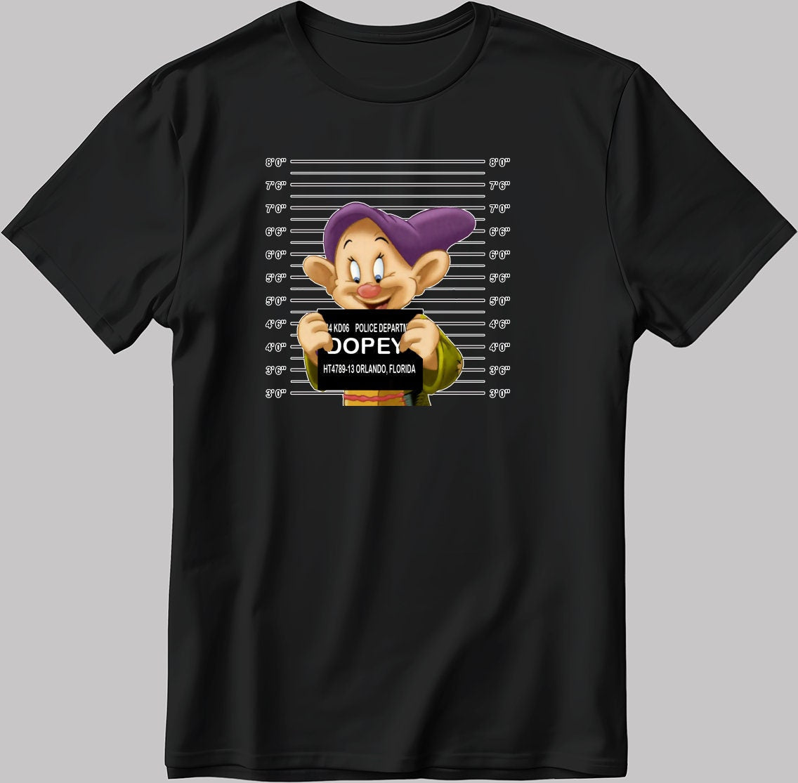 Cartoon Character Dopey Short Sleeve White-Black Men's / Women's T Shirt K789