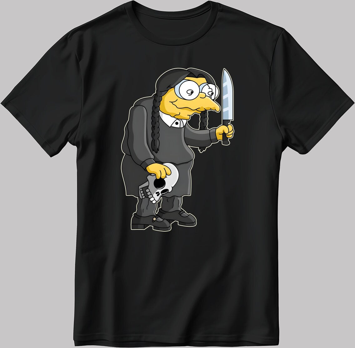 The Simpsons, Simpson drawing Short Sleeve White-Black Men's / Women's T Shirt R217
