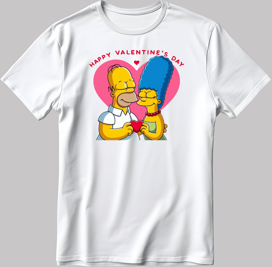 The Simpsons Valentine Days Short Sleeve White-Black Men's / Women's T Shirt C419