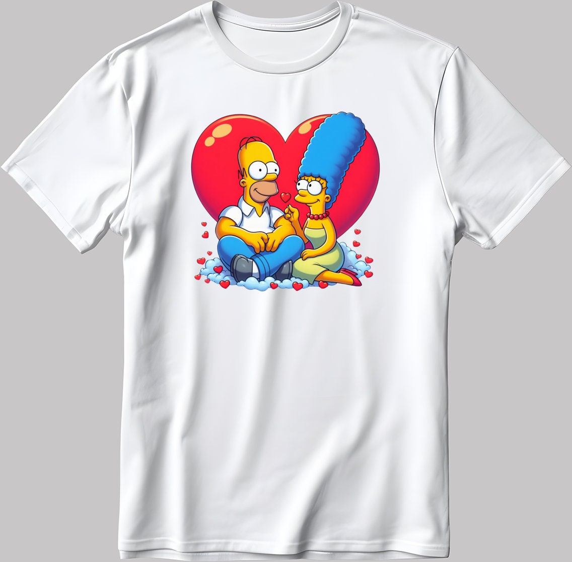 The Simpsons Valentine Days Short Sleeve White-Black Men's / Women's T Shirt C425
