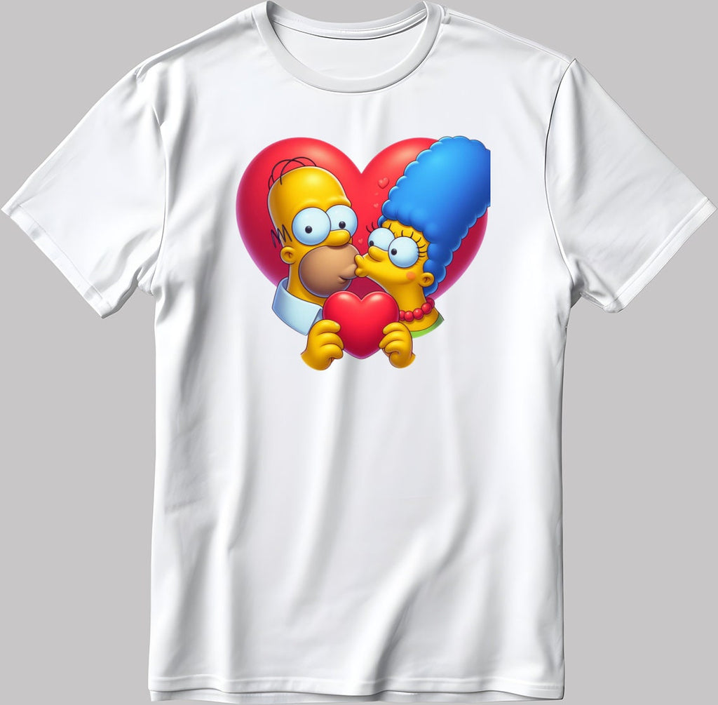 The Simpsons Valentine Days Short Sleeve White-Black Men's / Women's T Shirt C439