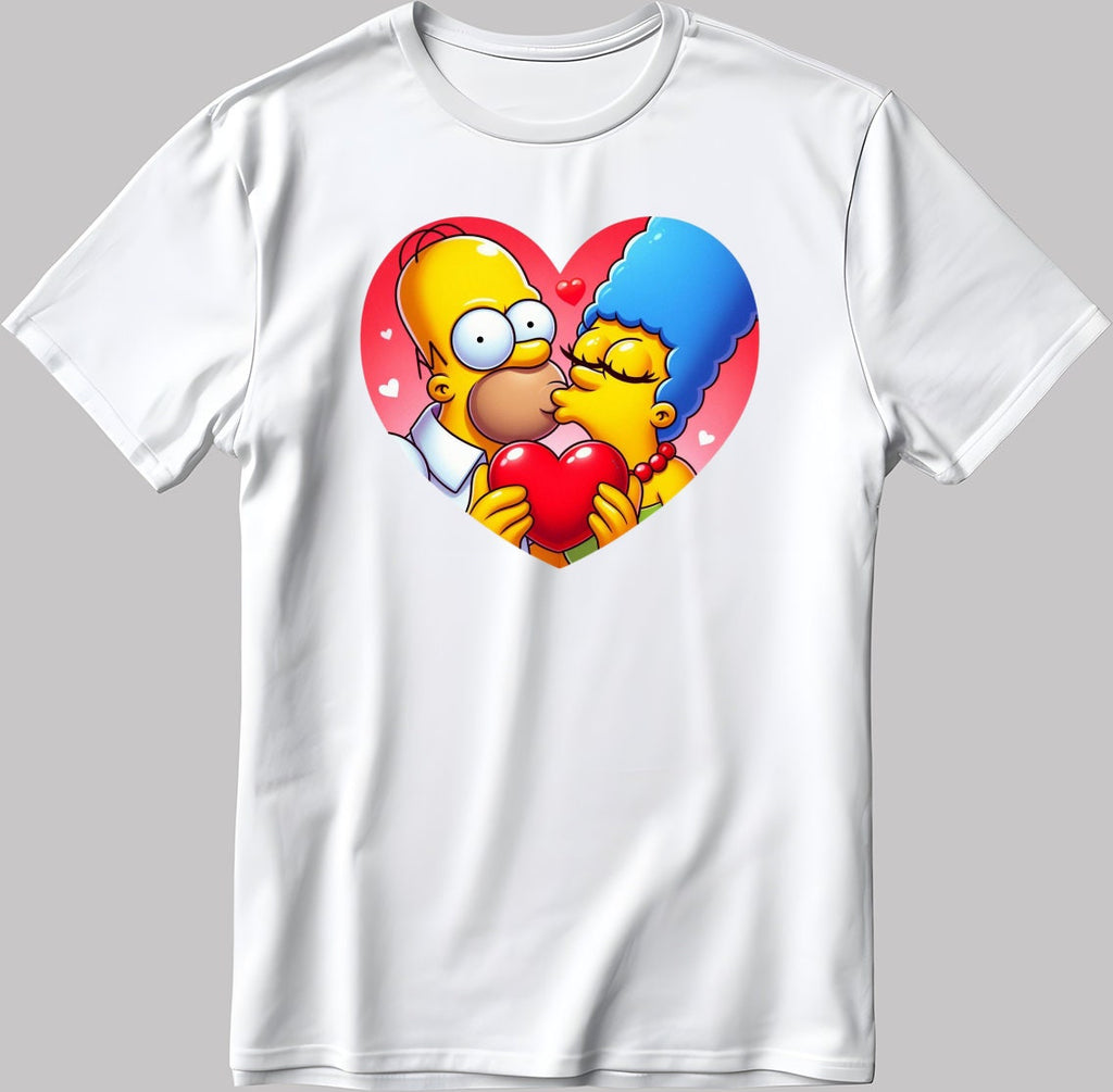 The Simpsons Valentine Days Short Sleeve White-Black Men's / Women's T Shirt C440