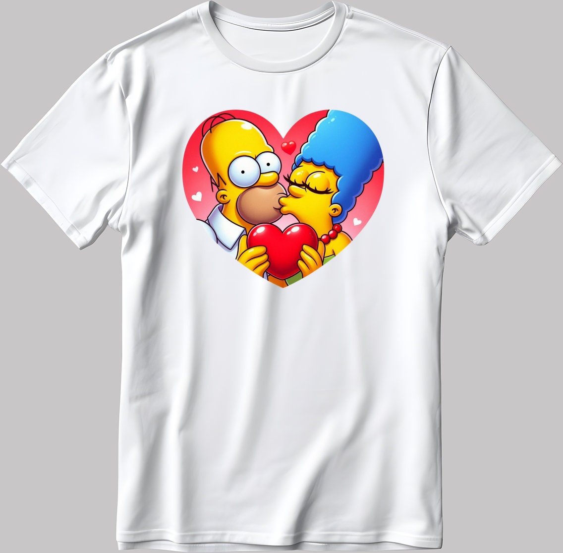 The Simpsons Valentine Days Short Sleeve White-Black Men's / Women's T Shirt C440