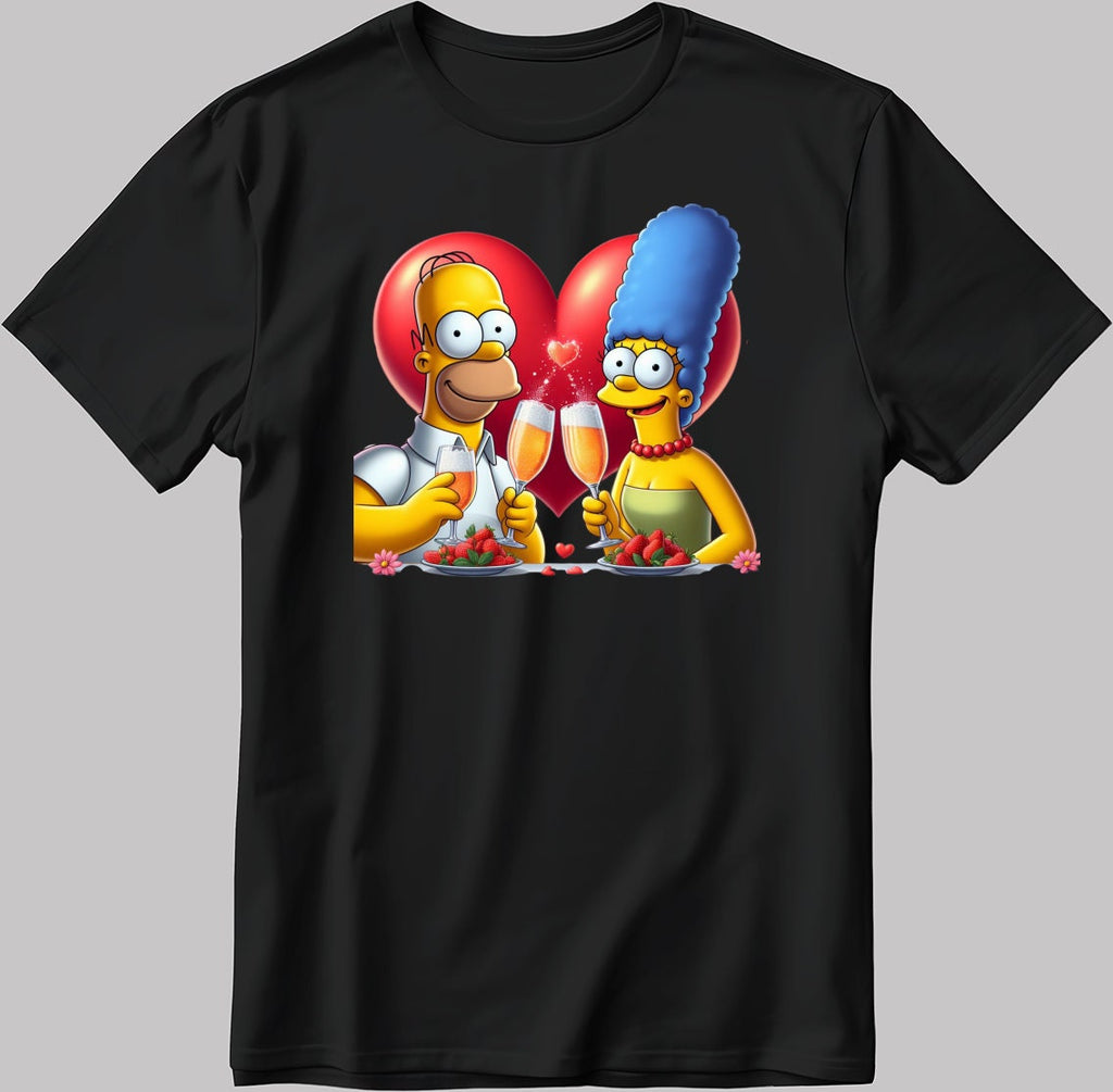 The Simpsons Valentine Days Short Sleeve White-Black Men's / Women's T Shirt C444
