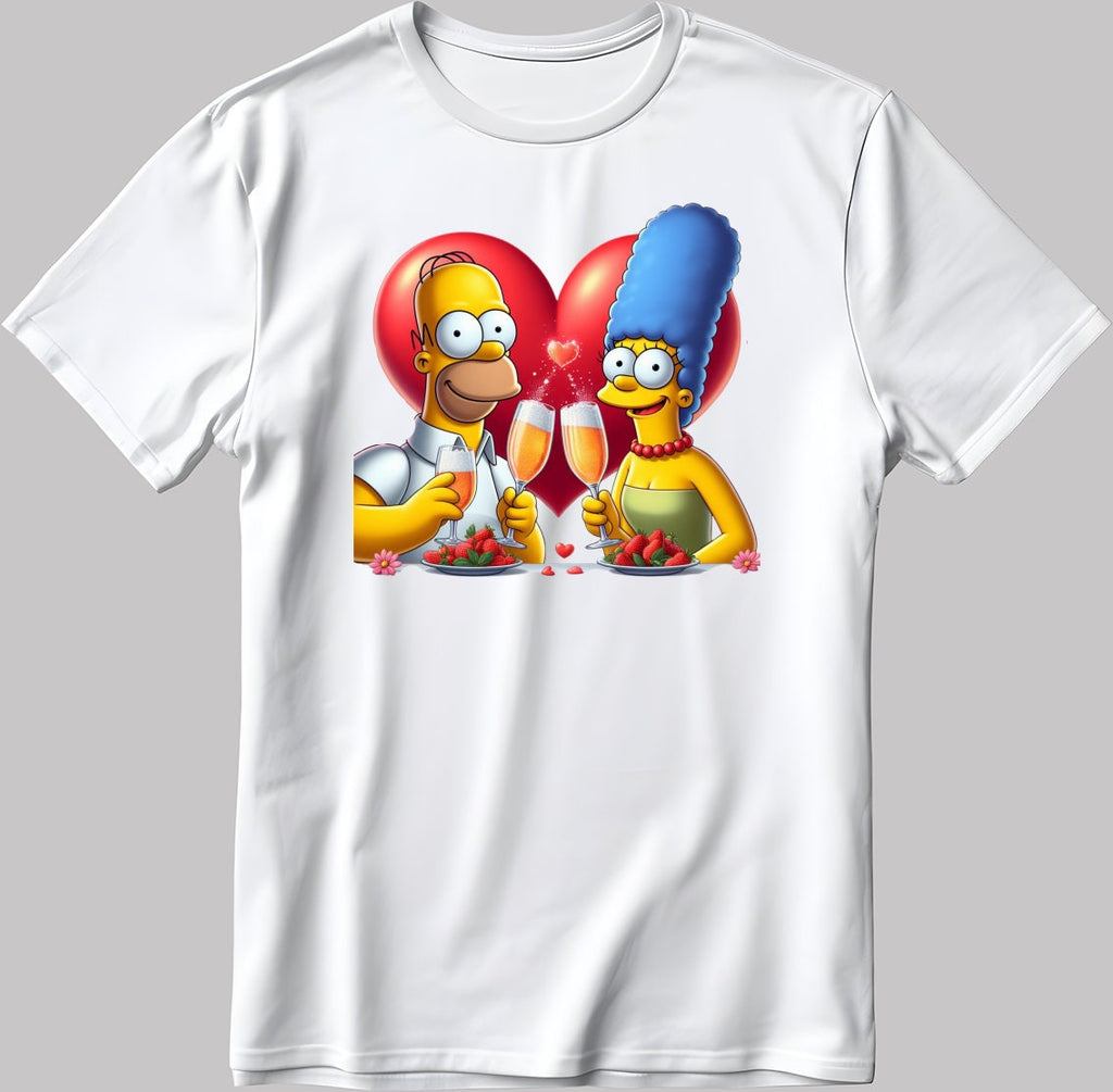 The Simpsons Valentine Days Short Sleeve White-Black Men's / Women's T Shirt C444