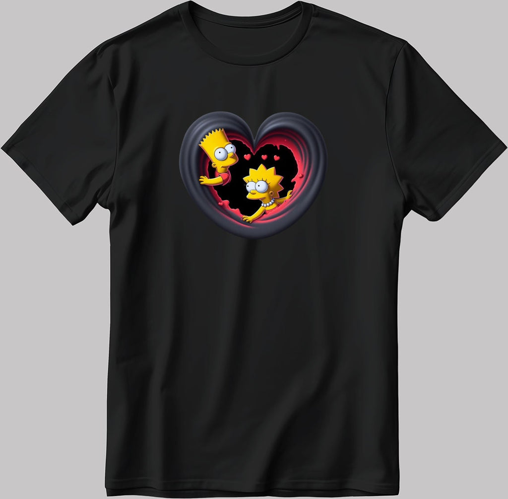 The Simpsons Valentine Days Short Sleeve White-Black Men's / Women's T Shirt C449