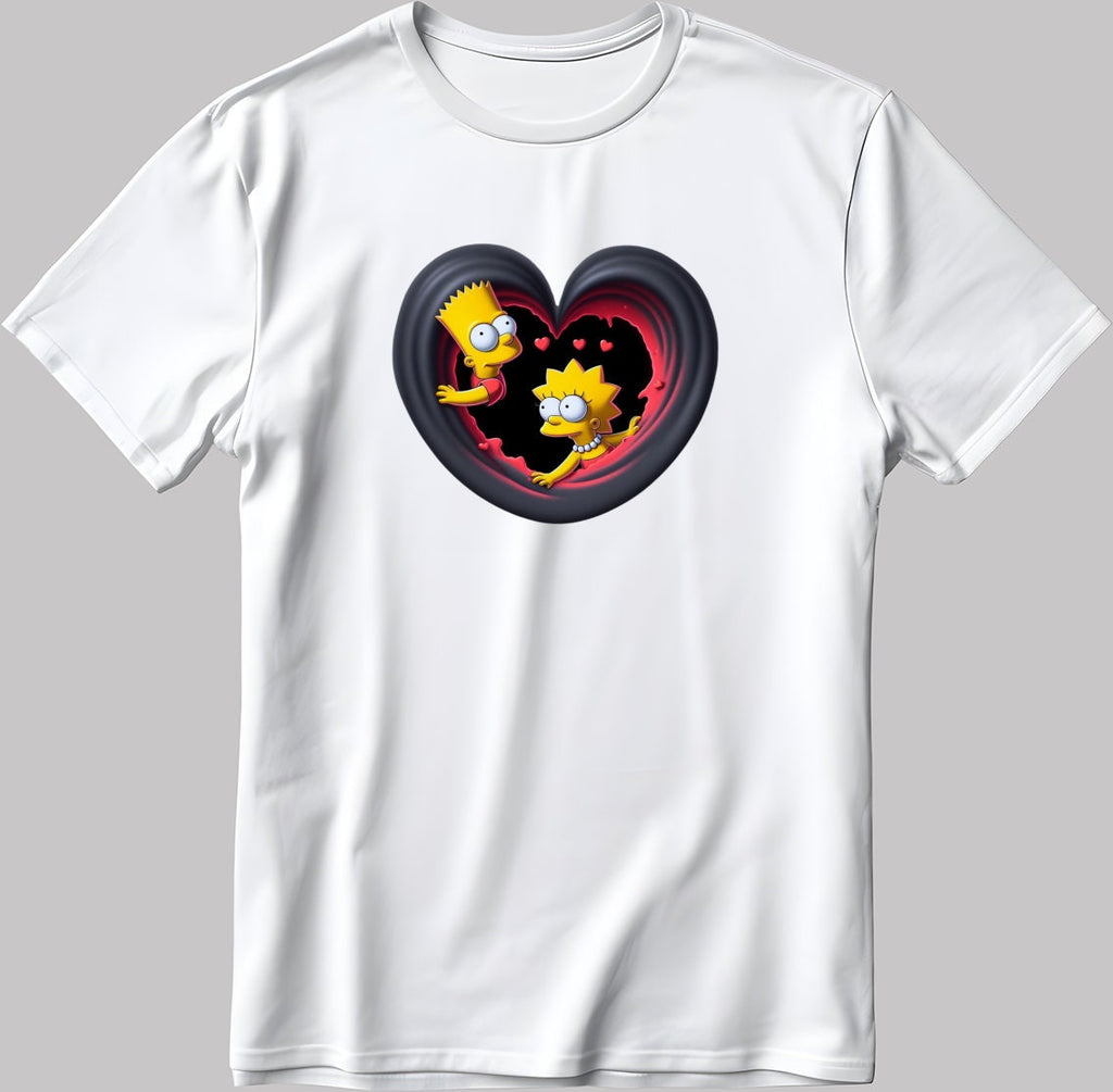 The Simpsons Valentine Days Short Sleeve White-Black Men's / Women's T Shirt C449