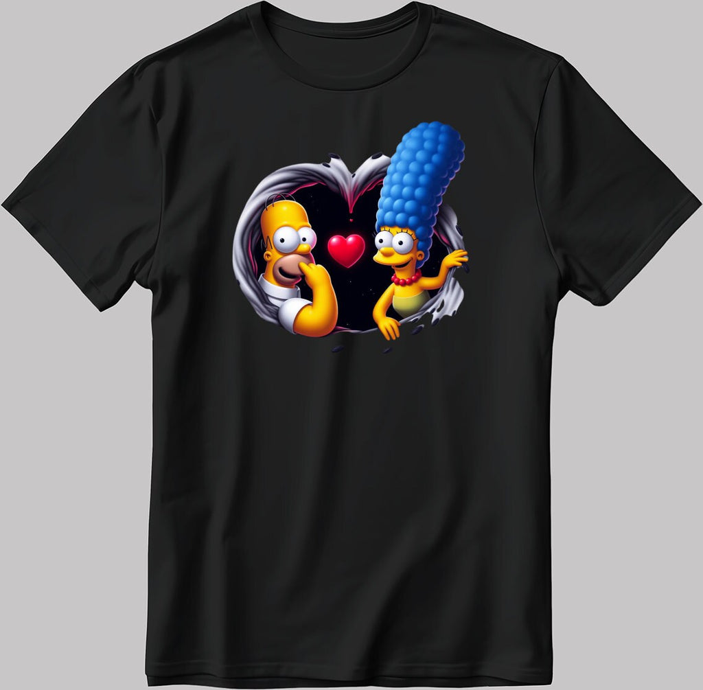 The Simpsons Valentine Days Short Sleeve White-Black Men's / Women's T Shirt C453