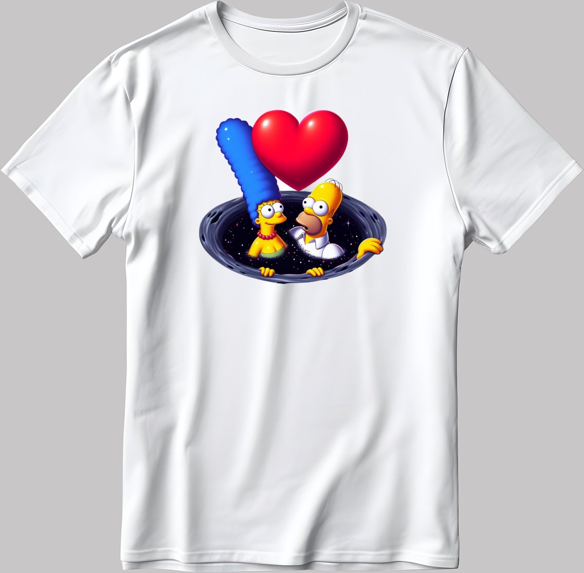 The Simpsons Valentine Days Short Sleeve White-Black Men's / Women's T Shirt C454