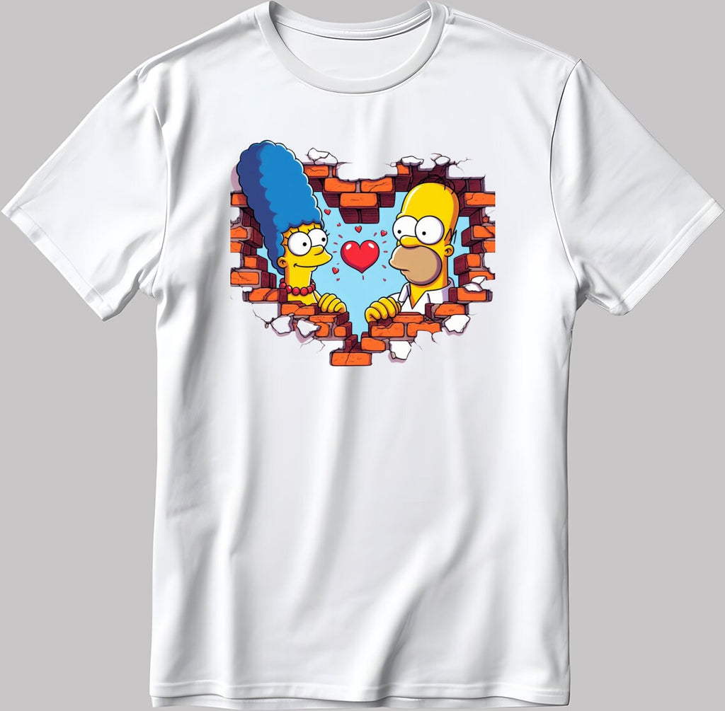 The Simpsons Valentine Days Short Sleeve White-Black Men's / Women's T Shirt C458