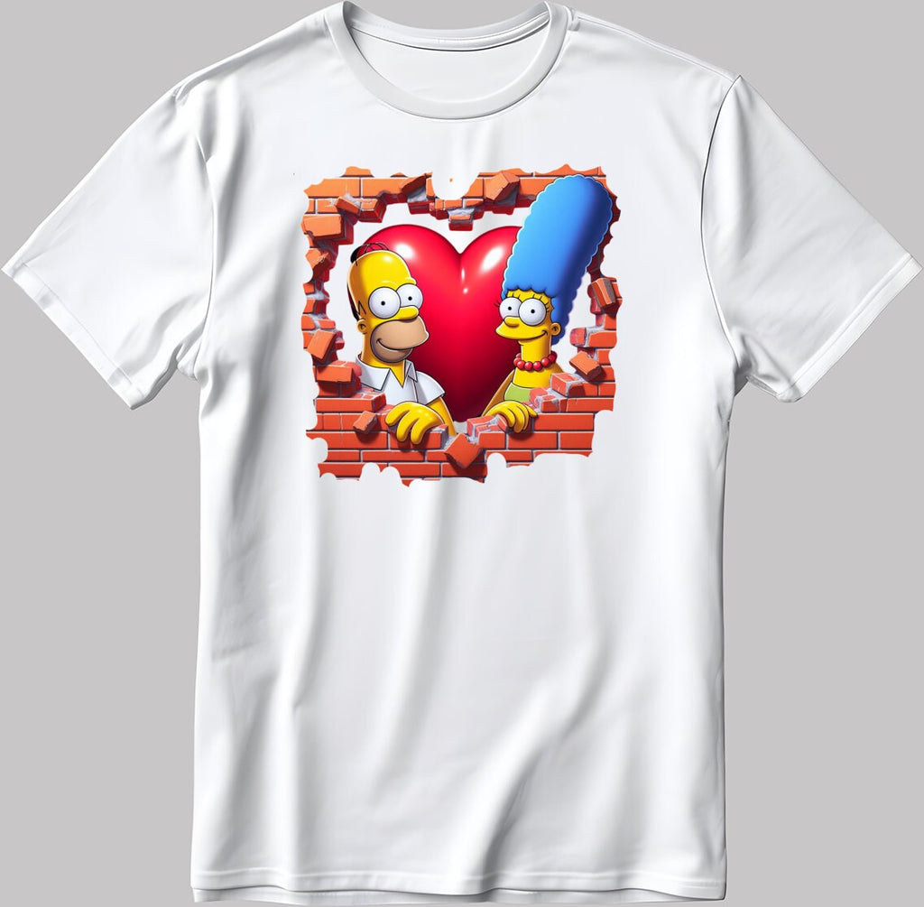 The Simpsons Valentine Days Short Sleeve White-Black Men's / Women's T Shirt C459